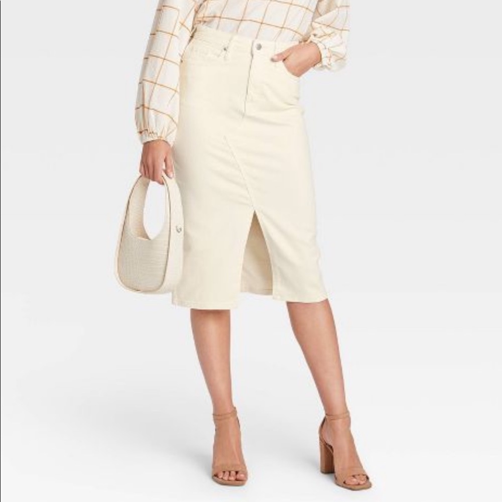 Midi Off-White Denim Skirt NEVER WORN